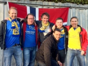 Norwegian Supporters Club and terrace stalwarts looking better than they should after a night out involving brandy.....