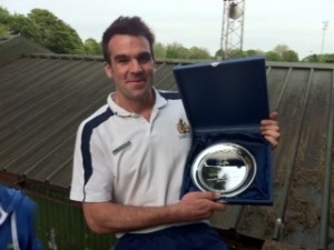 Club captain, Ben Martin with play-off trophy